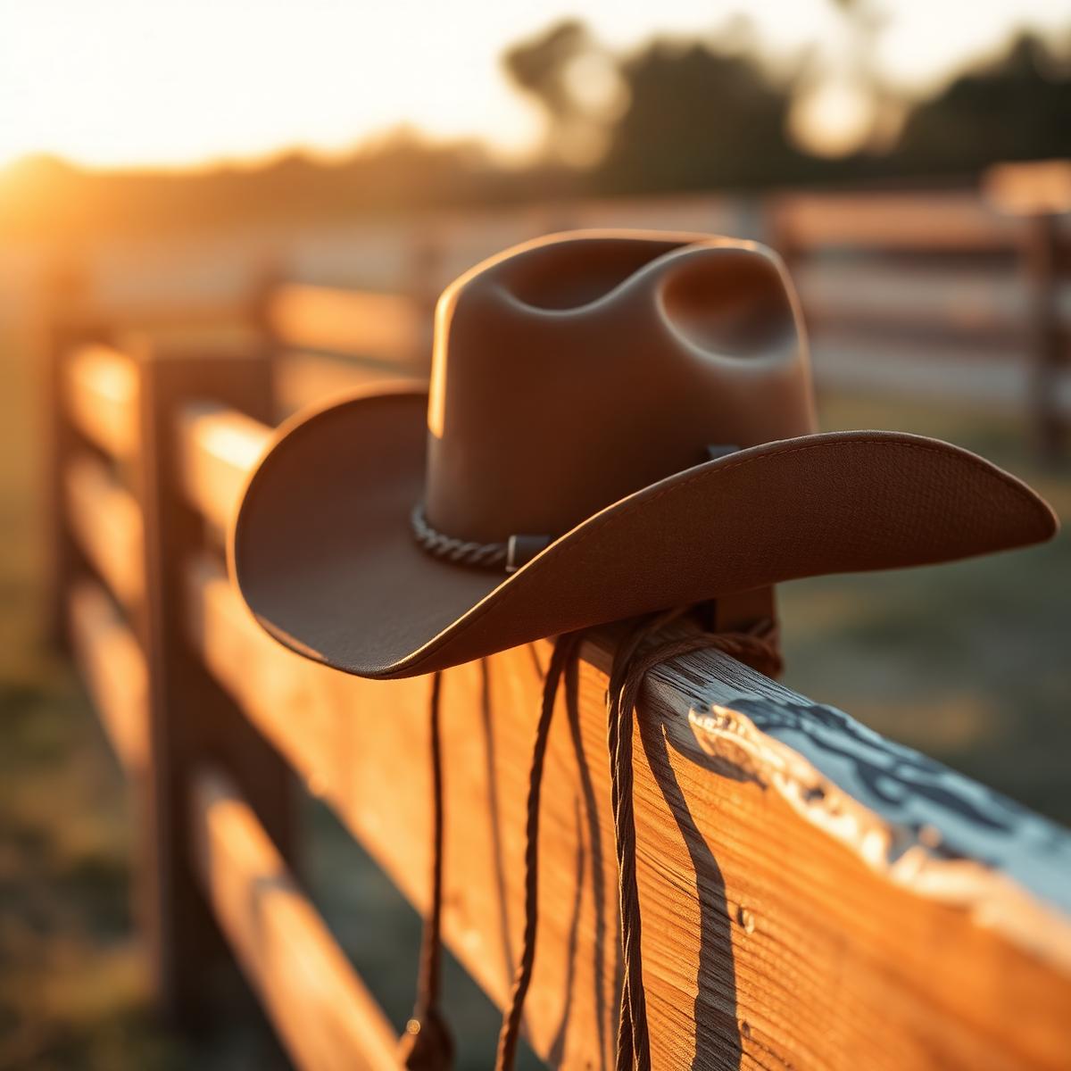 Chapéu cowboy em cerca de madeira